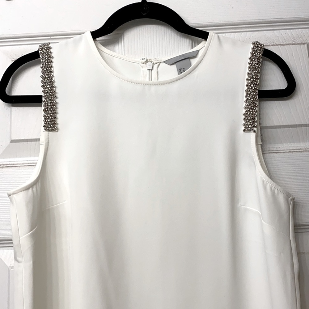 H&M White Beaded Tank Blouse